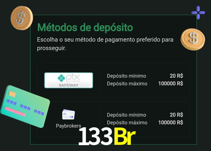 O cassino 133Br oferece uma grande variedade de métodos de pagamento